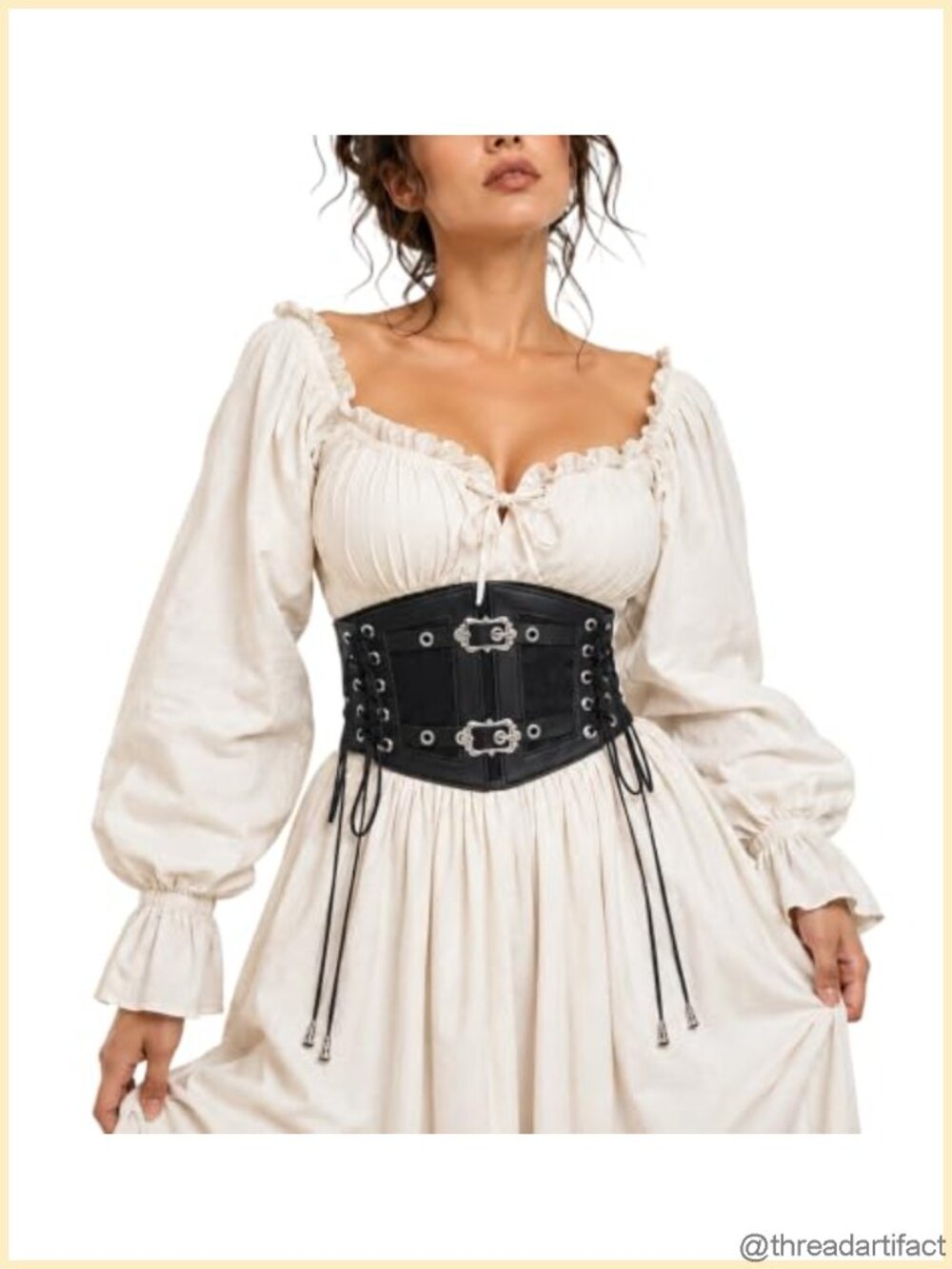 Womens Gothic Corset Belt PU Leather Lace-Up Waist Cincher Renaissance Costume